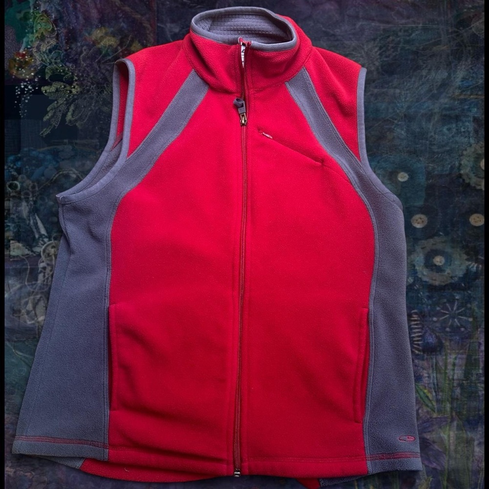 Champion Red and Gray Zip-Up Vest
